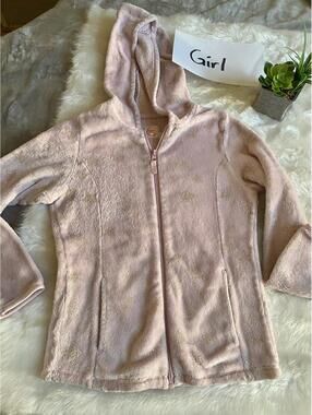 Wonder Nation Girls' Pink Hooded Fleece Jacket with Star Pattern Size Large